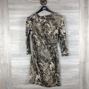 Am Snake Skin PrintCold Shoulder Long Sleeve Dress